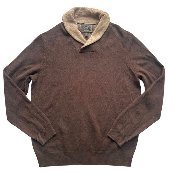 Jos. A. Bank Reserve Lambswool Shawl Collar Sweater XL Brown Tan Retail $150 - Picture 2 of 6